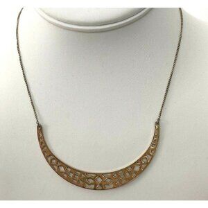 Stella & Dot Avalon Necklace Gold Tone Crescent Pendant Open Work Adjustable